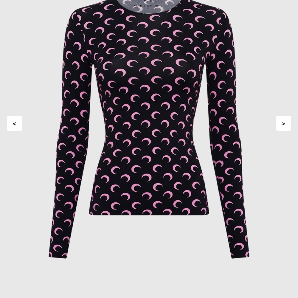 Marine Serre Black and Pink Crescent Long Sleeve Top